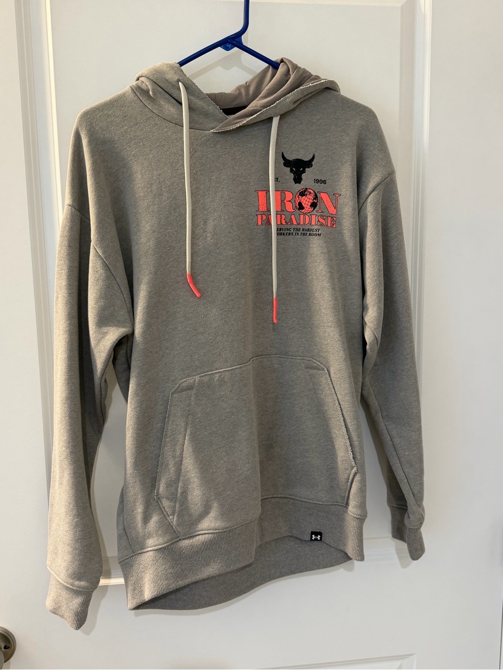 Under Armour Gray Iron Paradise Pullover Hoodie with Coral Accents
